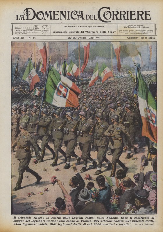 O retorno triunfal à Itália das Legiões retornando da Espanha de Achille Beltrame