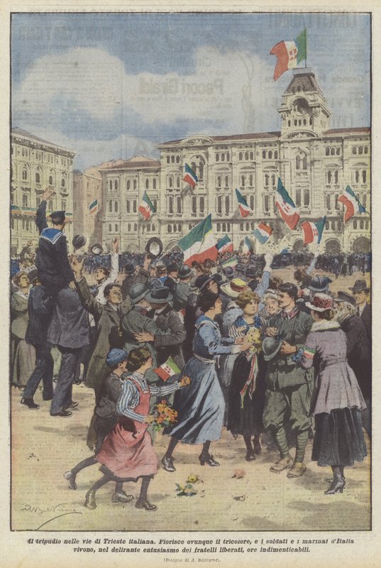 O triunfo nas ruas da Itália Trieste de Achille Beltrame