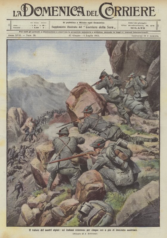 O valor do nosso Alpine, seis italianos resistem por mais de duzentos austríacos por cinco horas de Achille Beltrame