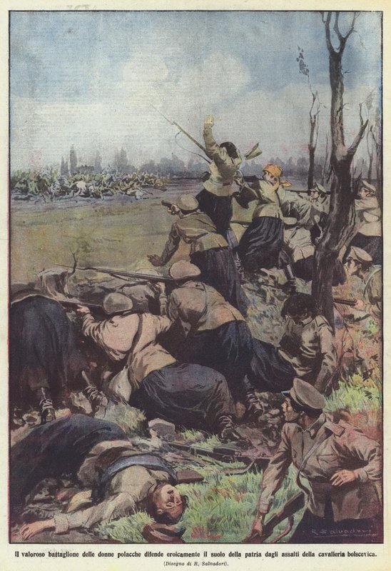 O bravo batalhão de mulheres polonesas heroicamente defende o solo da pátria de Achille Beltrame