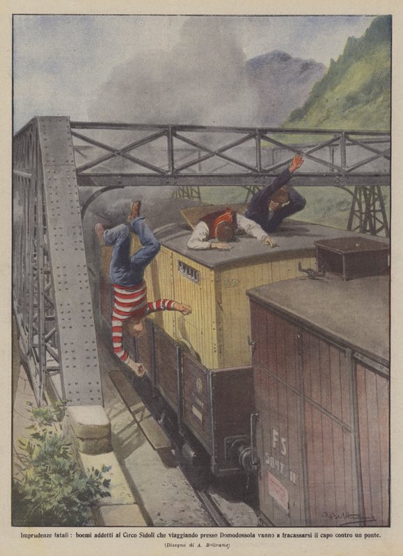 Improvisações fatais, boêmios no Circo Sidoli que viajam para Domodossola de Achille Beltrame