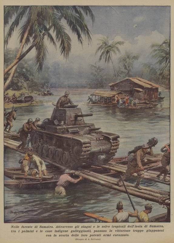Nas florestas de Sumatra (litografia a cores) de Achille Beltrame