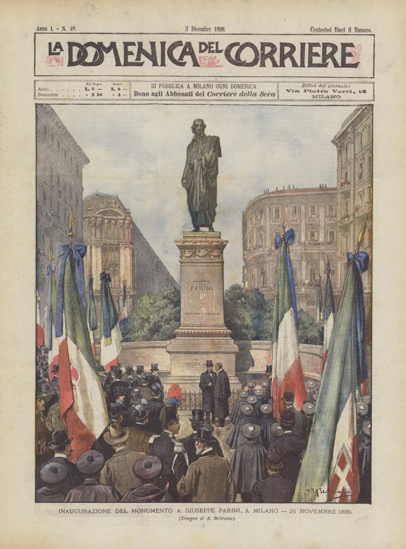 Inauguração do Monumento a Giuseppe Parini, em Milão, 26 de novembro de 1899 de Achille Beltrame