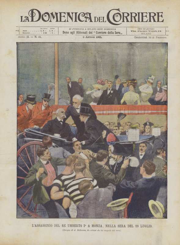 O Assassinato do Rei Umberto I ° em Monza na noite de 29 de julho de Achille Beltrame