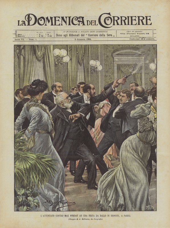 Atacada contra Max Nordau em uma festa de dança sionista em Paris de Achille Beltrame