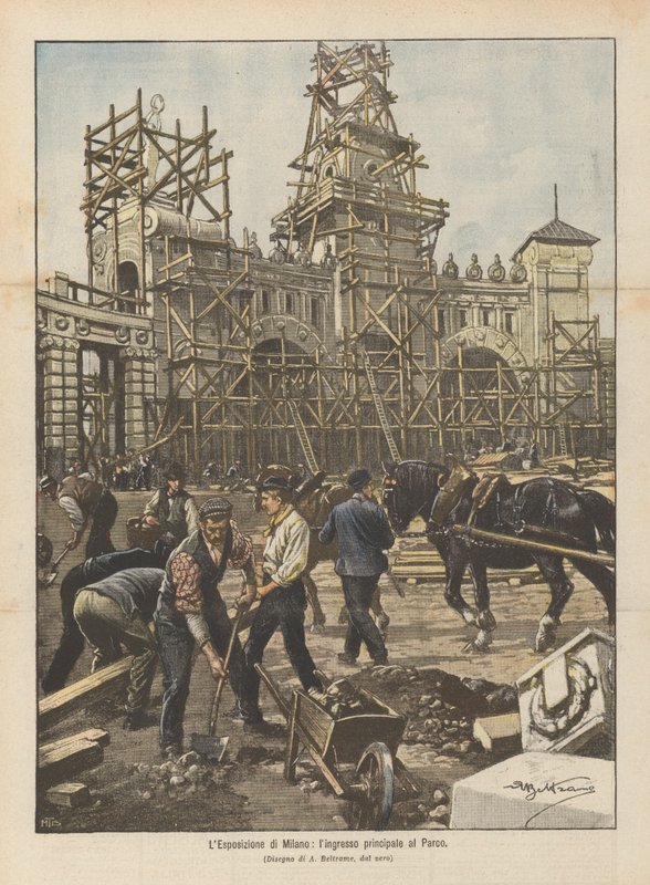 A exposição de Milão, a entrada principal do parque de Achille Beltrame
