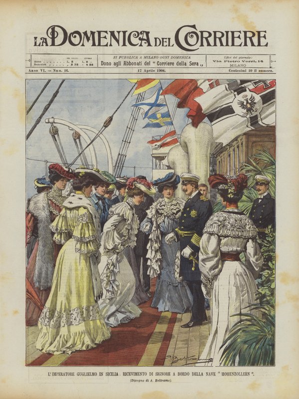 Imperador William na Sicília, a recepção do Senhor a bordo do navio Hohenzollern de Achille Beltrame