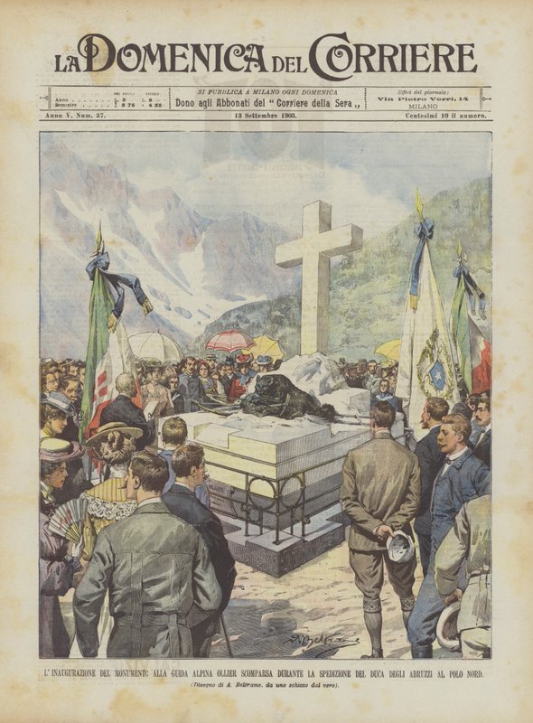 A inauguração do Monumento ao Guia Alpino Ollier desapareceu durante a expedição do duque de Achille Beltrame