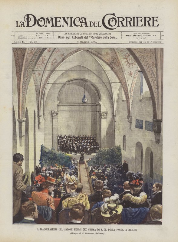 Abertura do Salone Perosi (antiga Igreja de SM Della Pace), em Milão de Achille Beltrame