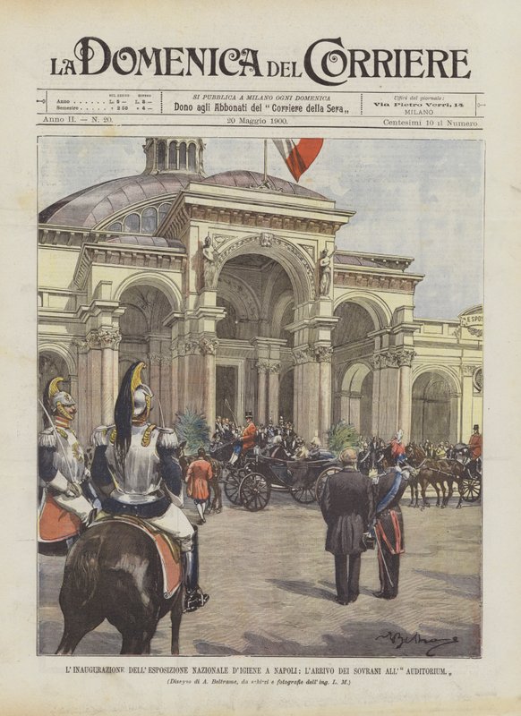 A inauguração da Exposição Nacional Diergia em Nápoles, LArrivo Dei Sovrani All Auditorium de Achille Beltrame