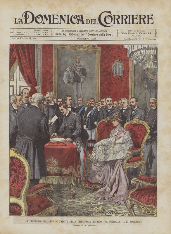 A Cerimônia de Nascimento da Princesa Mafalda, Al Quirinale, 23 de novembro de Achille Beltrame