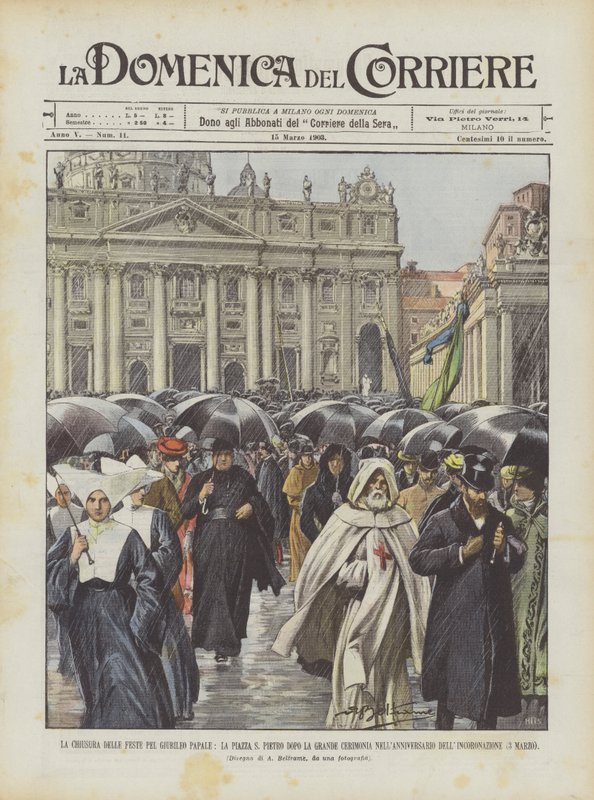 O Encerramento das Festas do Jubileu Papal, Piazza S Pietro Depois da Grande Cerimônia de Achille Beltrame