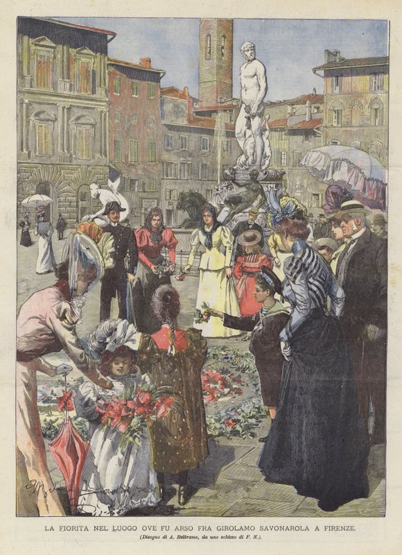 La Fiorita No Lugar Ove Fu Arso De Girolamo Savonarola Em Florença de Achille Beltrame