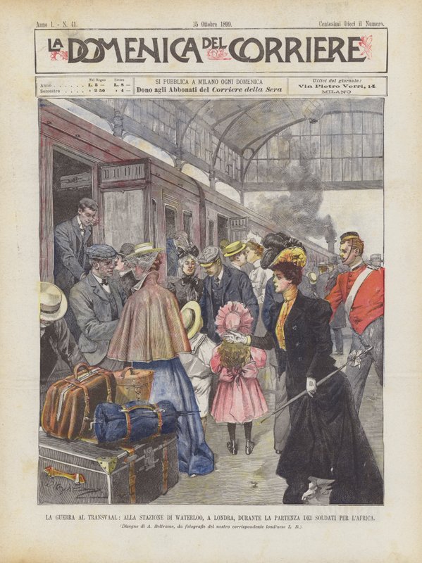 A Guerra No Transvaal, Na Estação De Waterloo, Em Londres, Durante A Partida De Soldados Para A África de Achille Beltrame