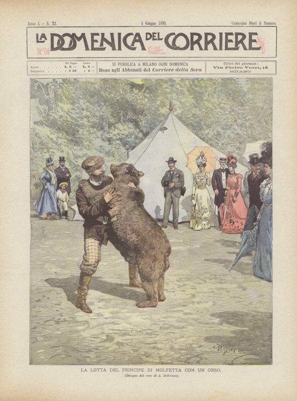 O príncipe luta de molfetta com um urso de Achille Beltrame