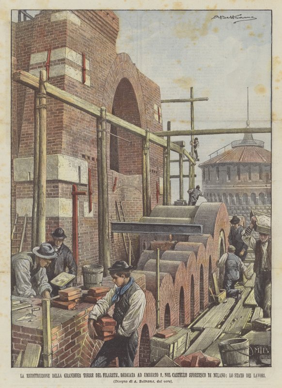 A Reconstrução da Grandiosa Torre Del Filarete, Dedicada A Umberto I, No Castelo Sforza de Achille Beltrame