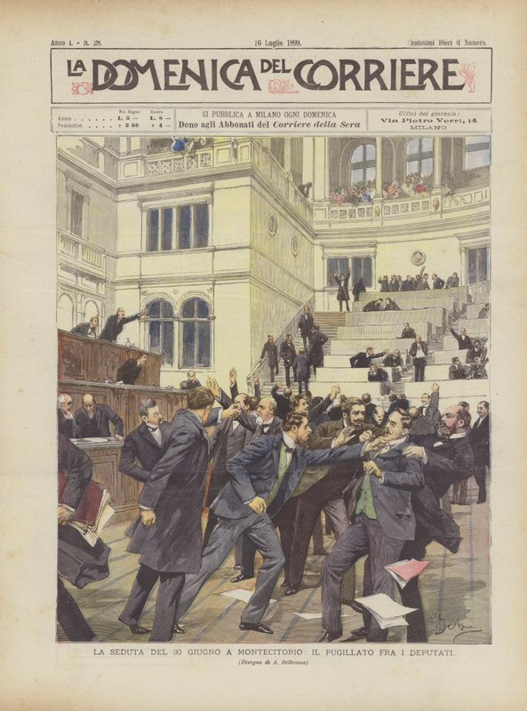 O 30 de junho sentado em Montecitorio, o Pugillato entre os deputados de Achille Beltrame