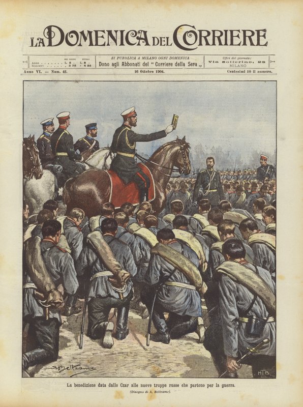 A bênção dada pelo Czar às novas tropas russas que partem para a guerra de Achille Beltrame