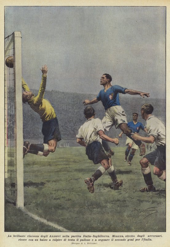 O brilhante resgate da Azzurra no jogo Itália-Inglaterra de Achille Beltrame