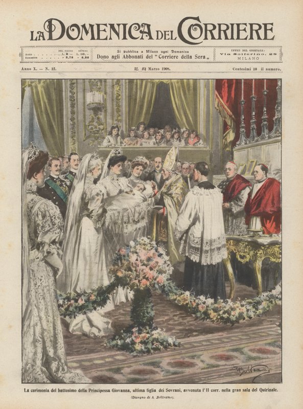 A cerimônia de batismo da princesa Giovanna, a última filha dos soberanos, aconteceu no dia 11 de Achille Beltrame