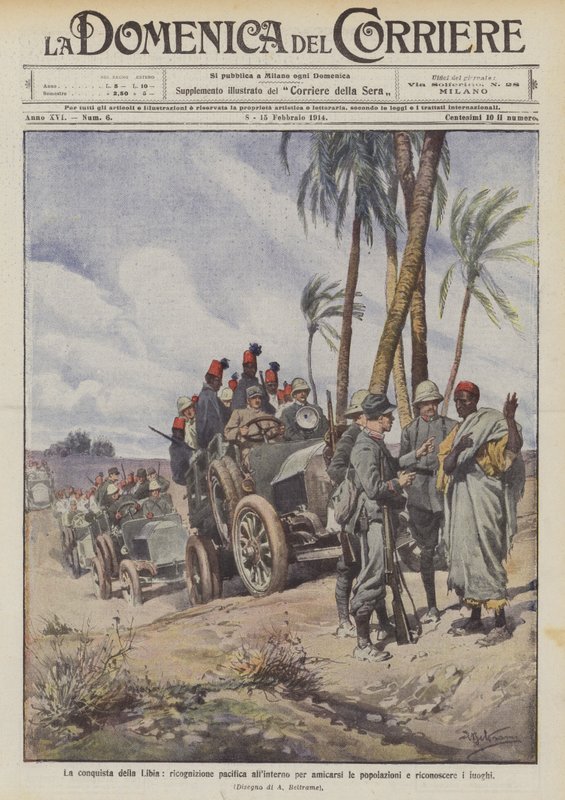 A conquista da Líbia, um reconhecimento pacífico por dentro para atrair as pessoas interessadas e reconhecer lugares de Achille Beltrame
