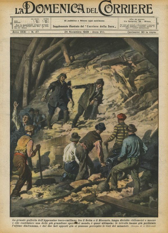 A grande galeria dos Apeninos toscano-emilianos, entre o Setta e o Bisenzio, dezoito longos de Achille Beltrame