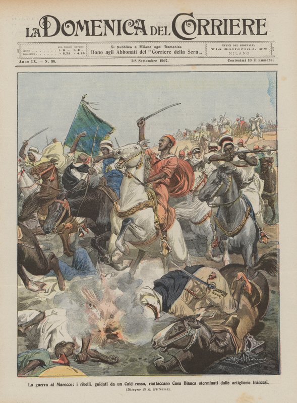 A guerra contra o Marrocos, os rebeldes, liderados por um Caid vermelho, enforcaram Casa Blanca exterminada de Achille Beltrame