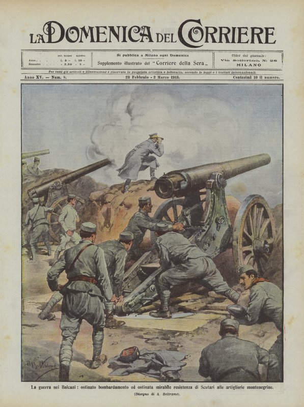 A guerra nos Bálcãs, bombardeio teimoso e resistência admirável obstinada de Scutari para de Achille Beltrame