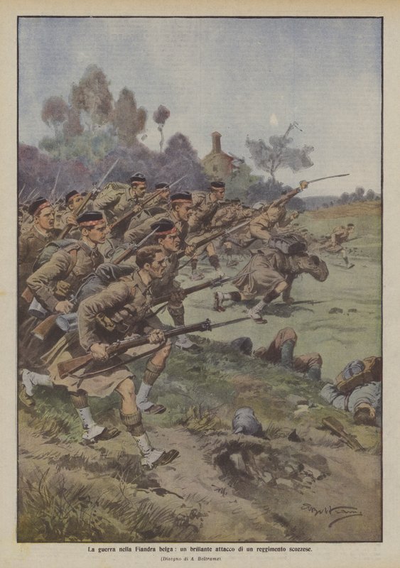 A guerra na Flandres belga, um ataque brilhante por um regimento escocês de Achille Beltrame