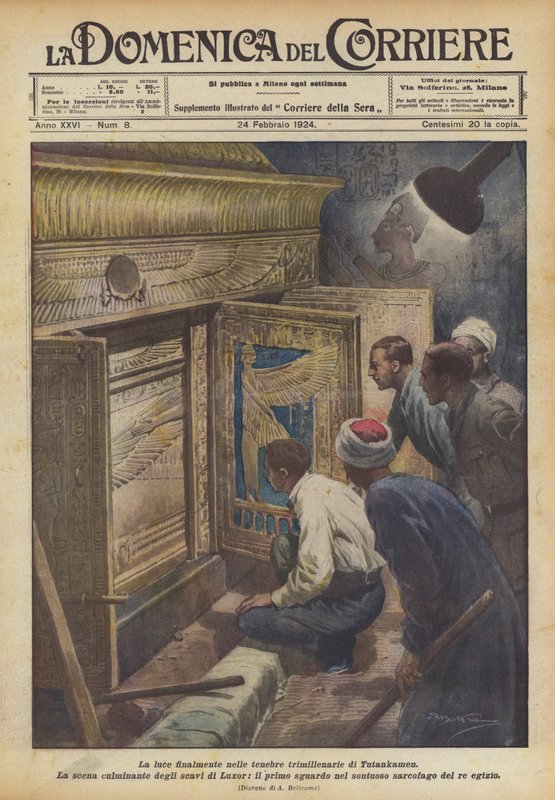 A luz finalmente na escuridão trimillenary de Tutankamen de Achille Beltrame