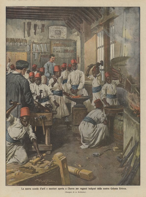 A nova escola de artes e ofícios aberta a Cheren para crianças indígenas da nossa colônia da Eritréia de Achille Beltrame