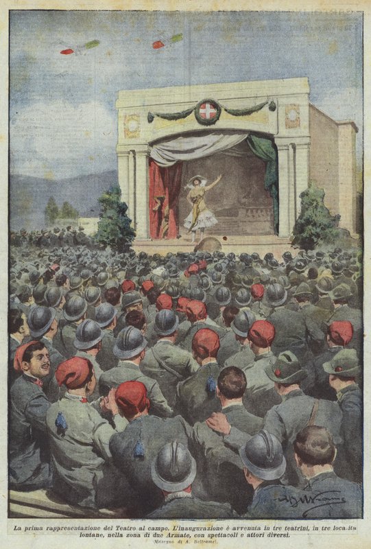 A primeira representação do teatro no acampamento de Achille Beltrame