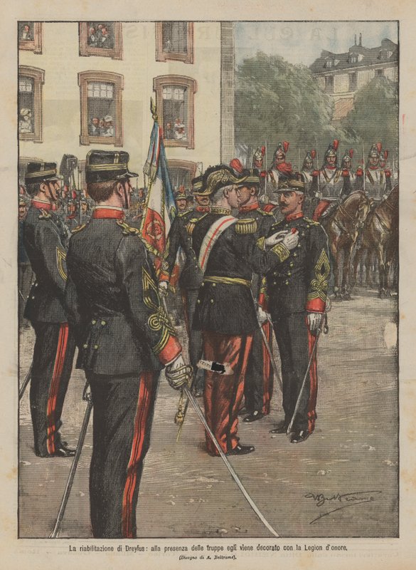 A reabilitação de Dreyfus, na presença das tropas, é decorada com o doador da Legião de Achille Beltrame