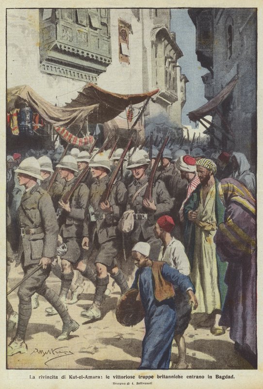 A vingança de Kut-el-Amara, as tropas britânicas vitoriosas entram em Bagdá de Achille Beltrame