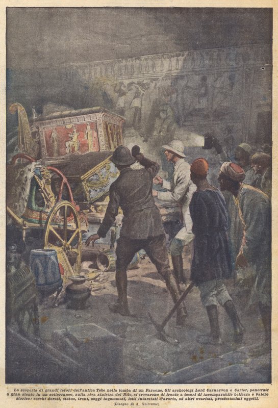 A descoberta de grandes tesouros da antiga Tebas no túmulo de um faraó de Achille Beltrame