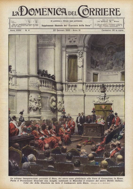 A inauguração solene, apresentar o Duce, do novo ano judicial no Tribunal de Cassação, em Roma de Achille Beltrame