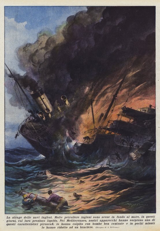 O massacre de navios britânicos de Achille Beltrame