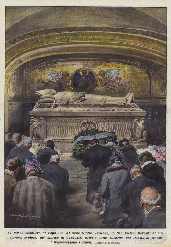 O túmulo definitivo do Papa Pio XI nas Grutas do Vaticano, em São Pedro de Achille Beltrame