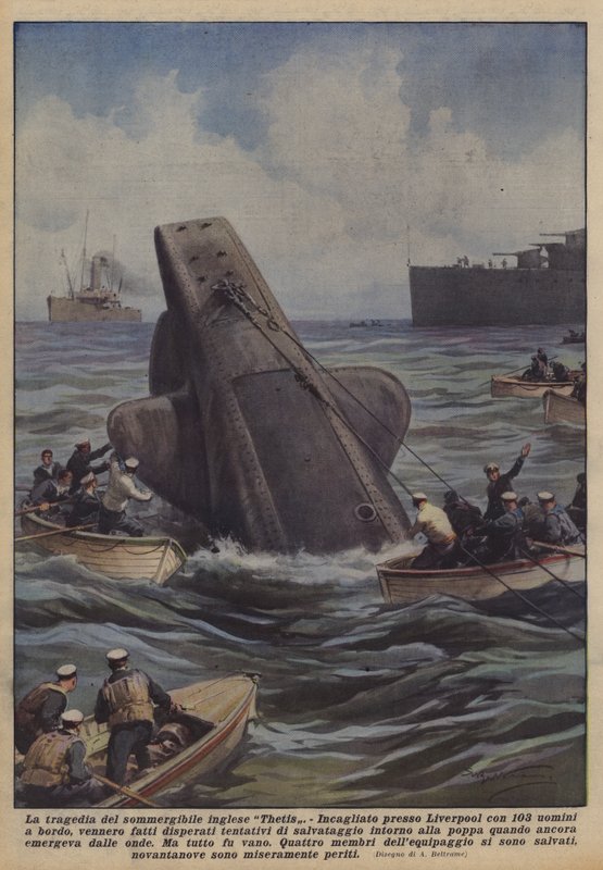 A tragédia do submarino britânico Thetis de Achille Beltrame