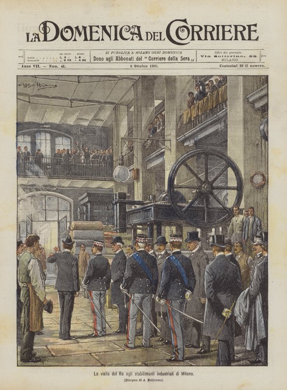 Visita do rei às instalações industriais de Milão de Achille Beltrame