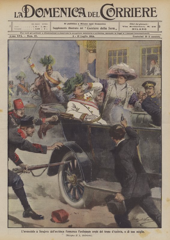 O assassinato do arquiduque Francesco Ferdinand Serajevo, herdeiro do trono da Áustria, e sua esposa de Achille Beltrame