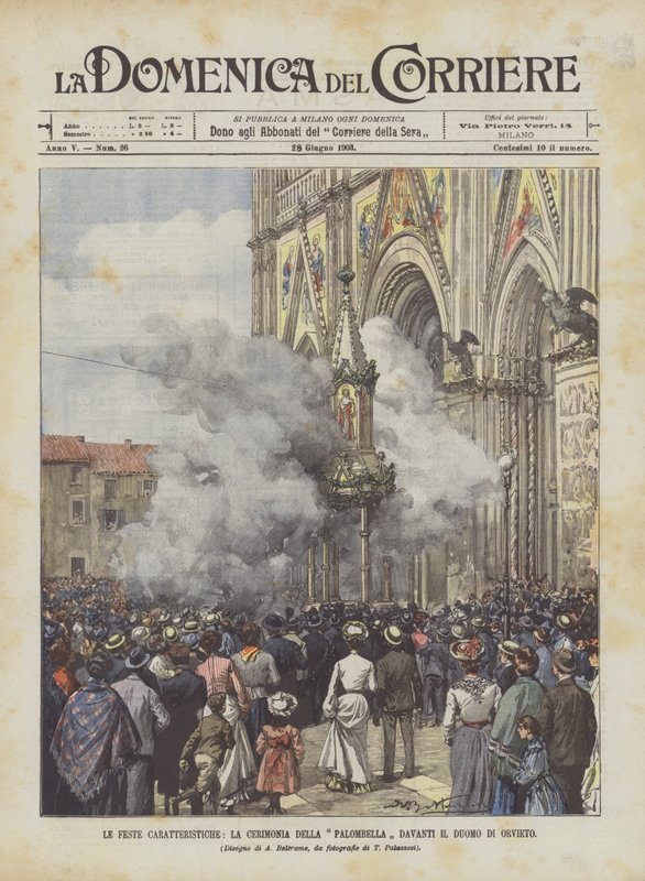 Festa Característica, A Cerimônia Palombella Na Frente Da Catedral De Orvieto de Achille Beltrame