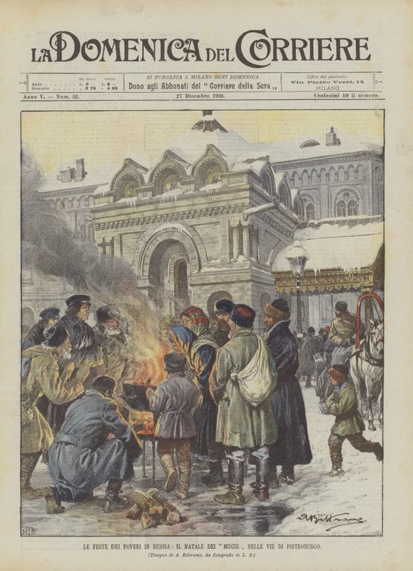 As festas dos pobres na Rússia, o Natal dos Mugiks nas ruas de Petersburgo de Achille Beltrame