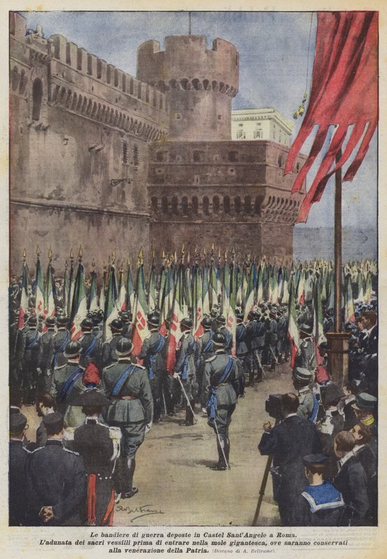 As bandeiras de guerra depositadas no Castel SantAngelo em Roma de Achille Beltrame