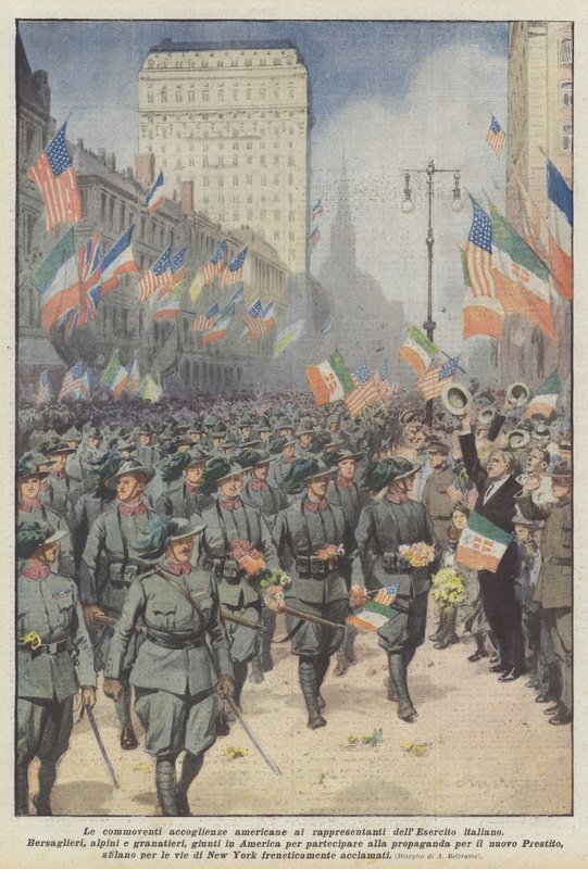 O movimento americano bem-vindo aos representantes do exército italiano de Achille Beltrame