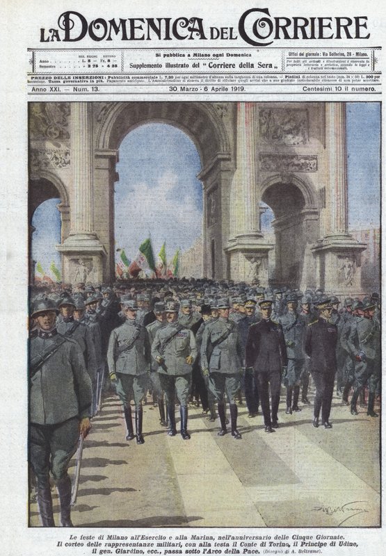 As festas de Milão para o Exército e a Marinha, no aniversário dos Cinco Dias de Achille Beltrame