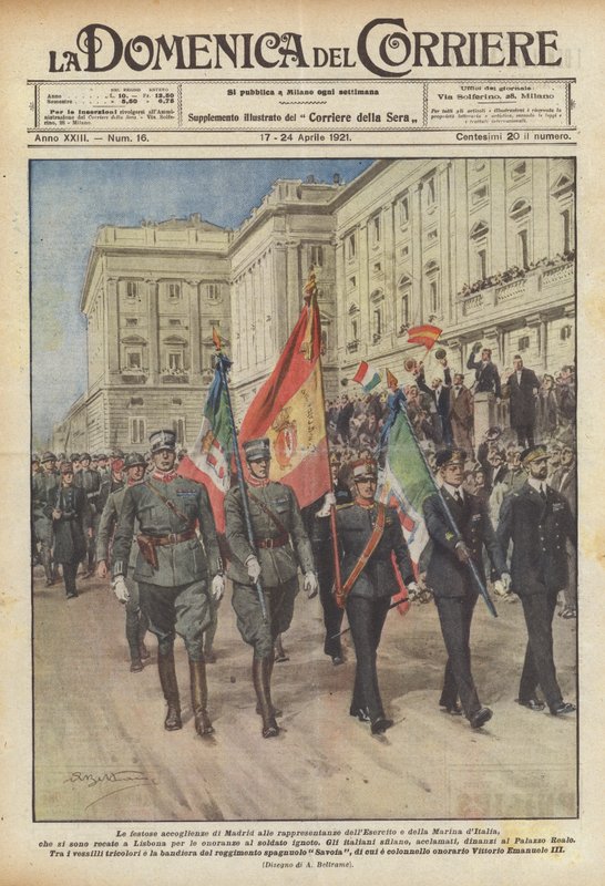 A acolhida festiva de Madri aos representantes do Exército e da Marinha da Itália de Achille Beltrame