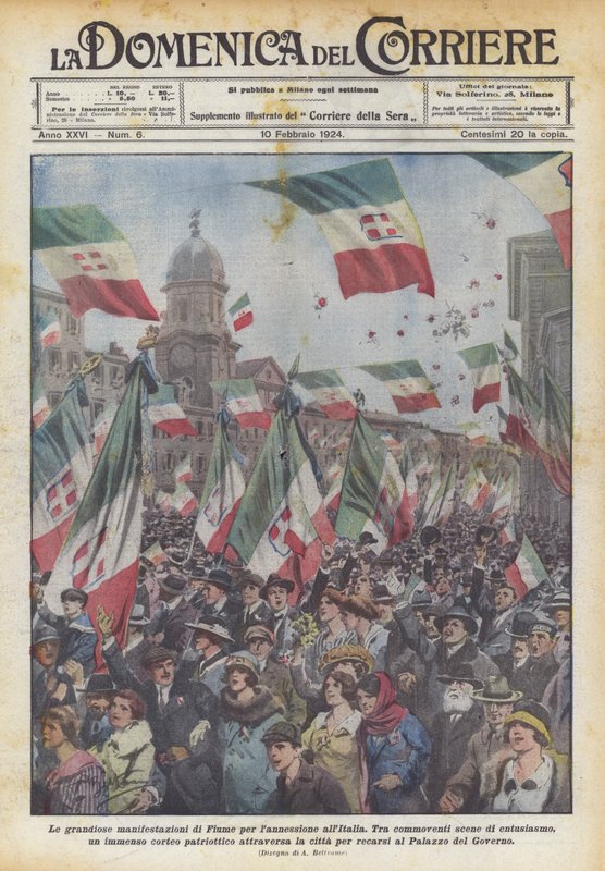 As manifestações grandiosas de Fiume para a anexação à Itália de Achille Beltrame