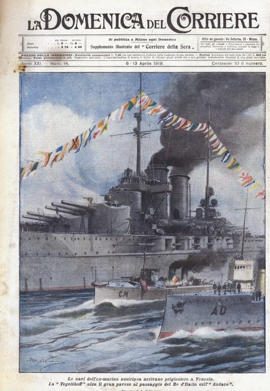 Os navios da marinha austríaca chegam na prisão em Veneza de Achille Beltrame