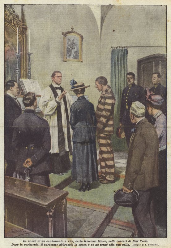 O casamento de uma vida condenada homem, claro Giacomo Miller, nas prisões de Nova York de Achille Beltrame